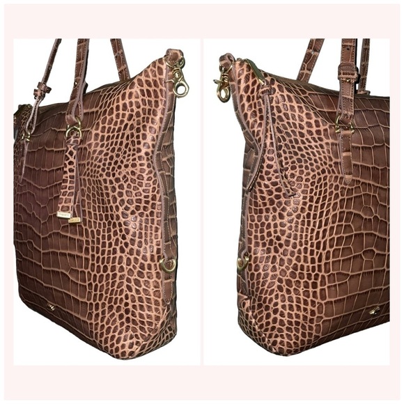 Brahmin Delaney Taupe Savannah Leather Shoulder Bag Crossbody Tote NWOT - Picture 5 of 14